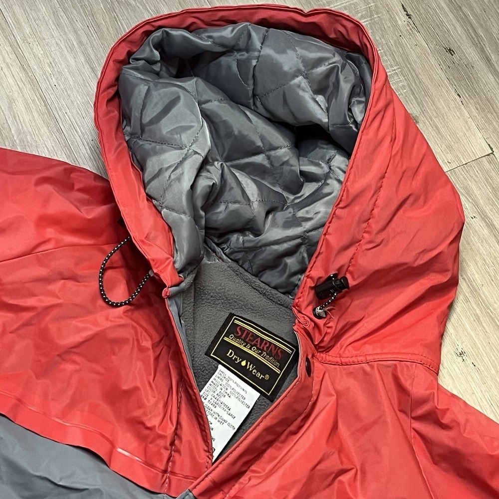 Stearns Waterproof Dry Wear Hooded‎ Fleece Lined Jacket Coat Red XL-XX-Large